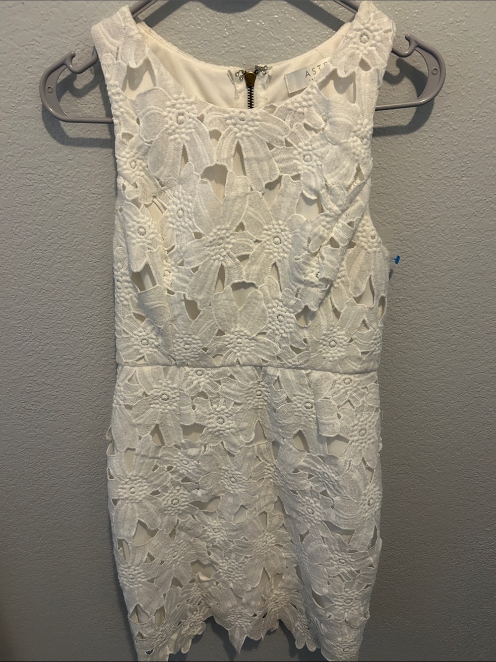 ASTR White Floral Lace Mini Dress